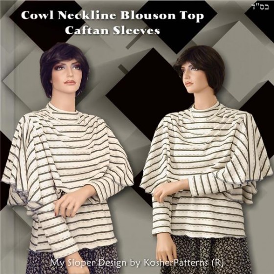 Caftan Sleeves Cowl Blouson Top 1