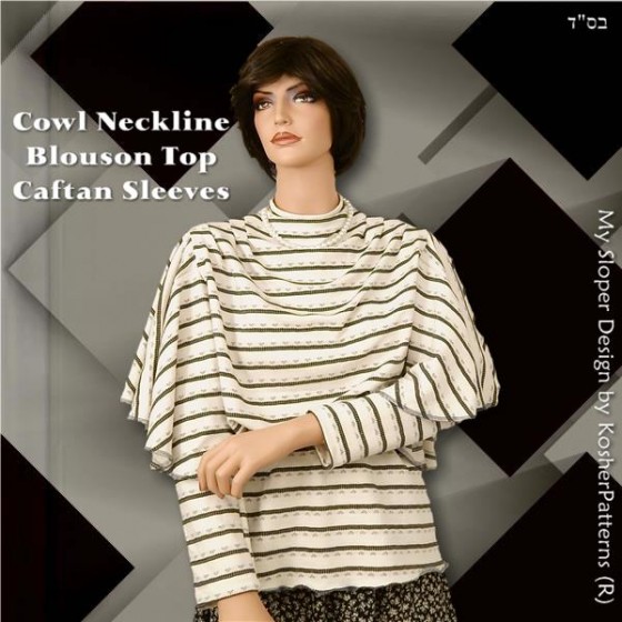 Caftan Sleeves Cowl Neckline Blouson Top