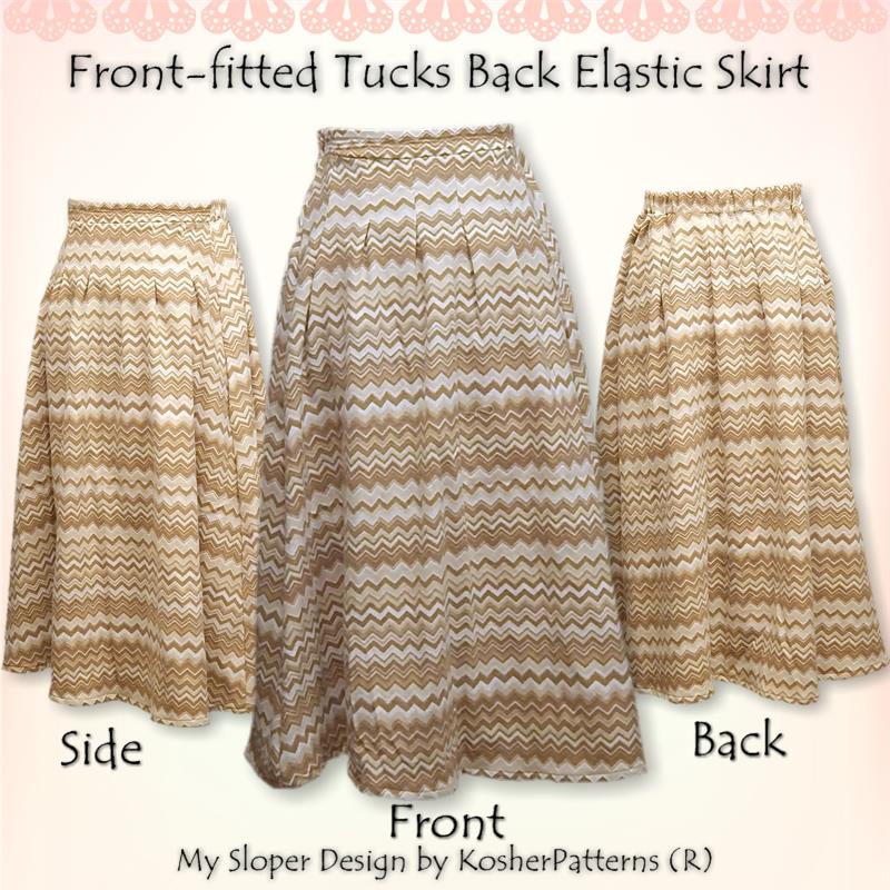 Tucked Front-fitted Back Elastic Skirt