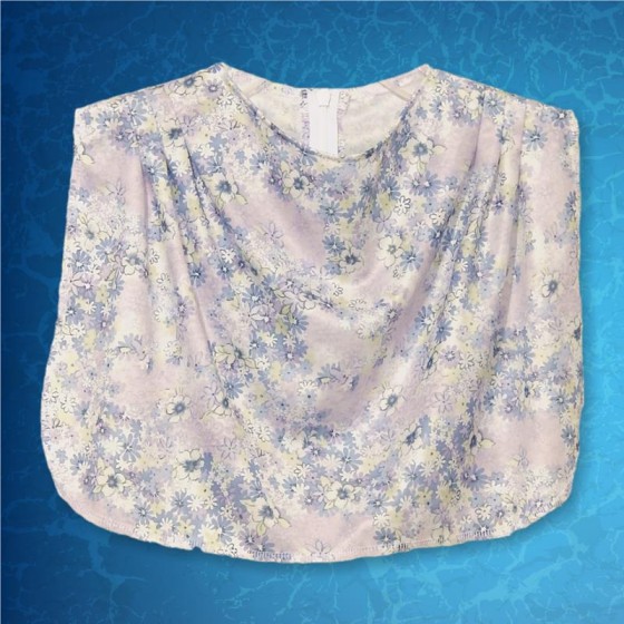 Cowl Neckline Light Blue Floral Dickey