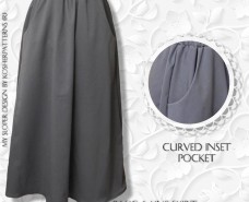 Modest A-line Gathered Skirt Curve Inset Pocket