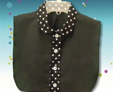 Rounded Traditional Collar Dickey on Polka Dot and Separate Buttonstand