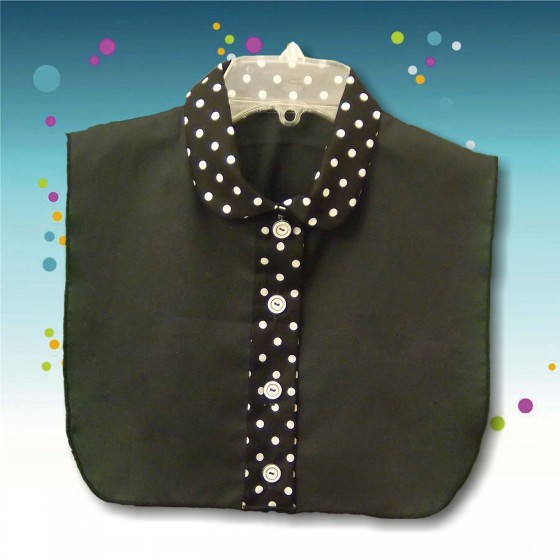 Rounded Traditional Collar Dickey on Polka Dot and Separate Buttonstand