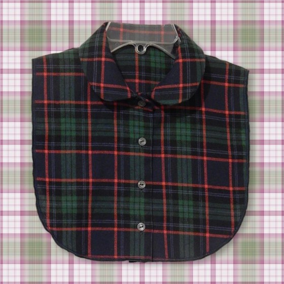 Blue Green Flannel Rounded Sport Collar Style B Dickey