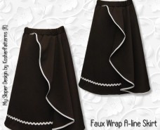 Faux Wrap Aline Skirt Front Flounce