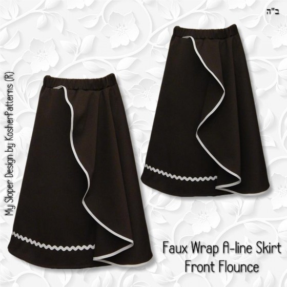 Faux Wrap Aline Skirt Front Flounce