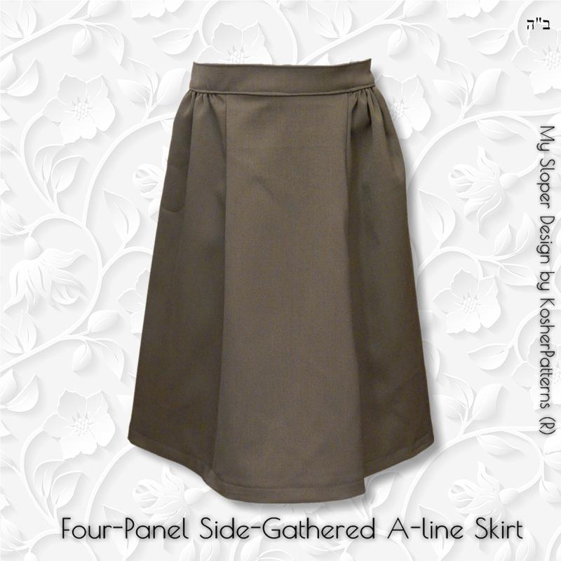 Four-Panel Side-Gathered A-line Skirt