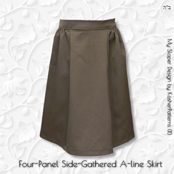 Four-Panel Side-Gathered A-line Skirt