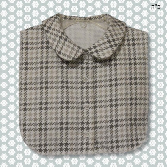 Grey Houndstooth Feminine Full Roll Collar Dickey