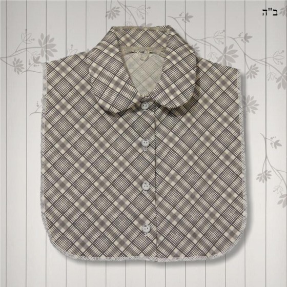 Grey Plaid Convertible Collar Dickey