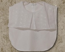 Pleated Jabot Collar on White Eyelet Plissse