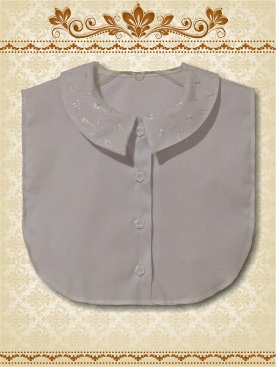 Pointed Rolled Peter Pan Collar Dickey on White Plisse