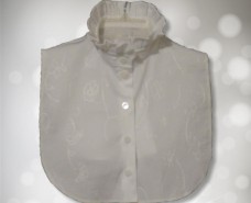 White Frill Collar Embroidered Cotton Dickey