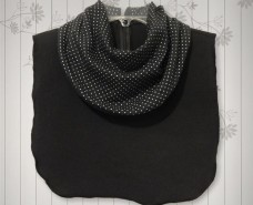 White Polka Dots on Black Cowl Collar Dickey