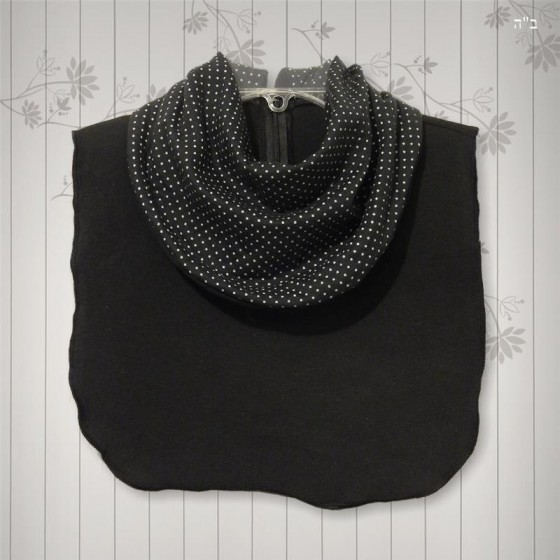 White Polka Dots on Black Cowl Collar Dickey