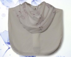 White Purple Mesh Embroidered Cowl Collar Dickey