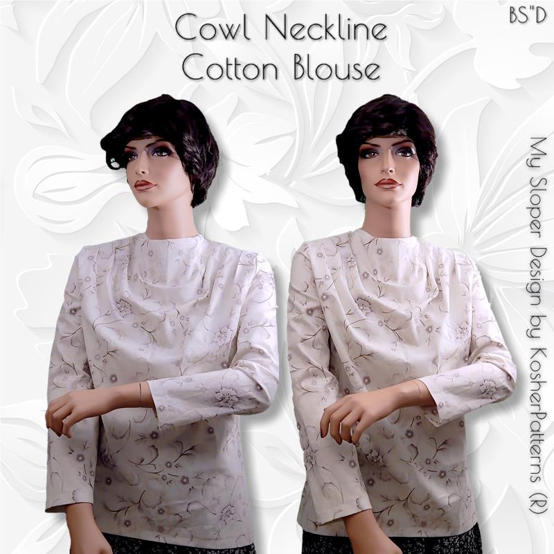 Cowl Neckline Cotton Blouse