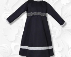 Navy Gingham Trim Six Panel Dress