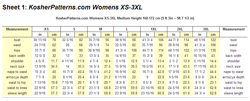 Women S Size Chart 3xl